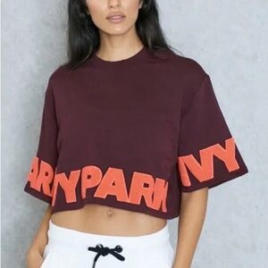 Ivy Park Boxy Crop Top Chenille Logo XS